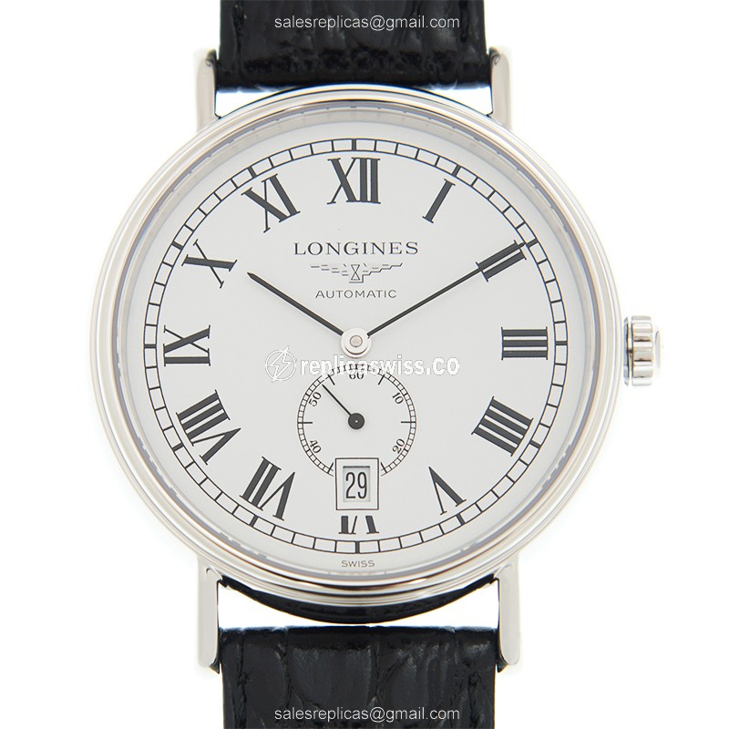 Longines Presence Replica - Automatic - Stainless Steel - White Dial, Leather Strap