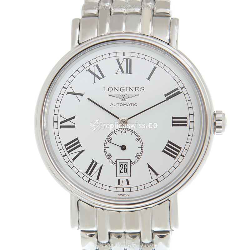 Longines Presence Replica - Automatic - Stainless Steel - White Dial, Steel Clasp - Luxury  Watch