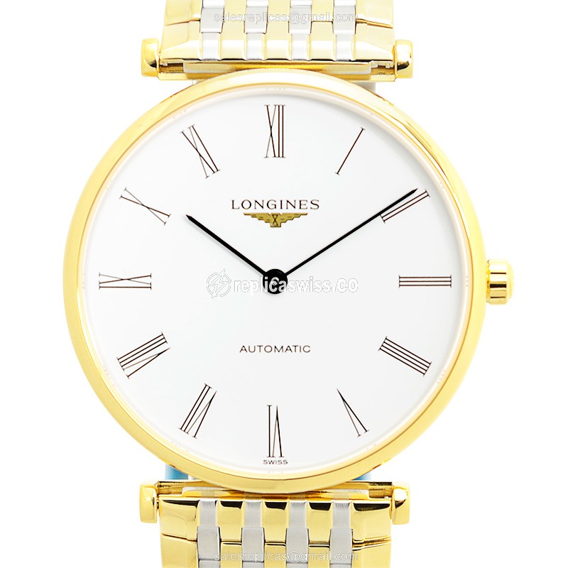 Longines LA GRANDE Replica - Automatic - Gold-Plated & Steel - White Dial - Gold Clasp - Luxury Replica LA GRANDE Watch