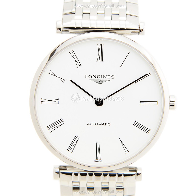 Longines LA GRANDE Replica - Automatic - Steel Case - White Dial, Silver Clasp - Luxury  Watch