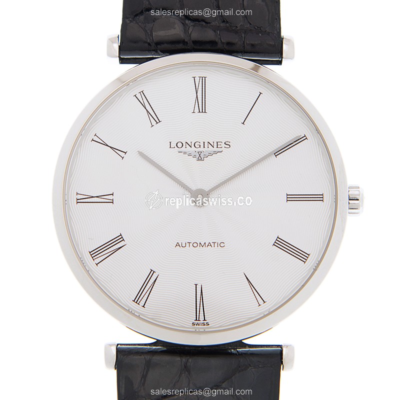 Longines LA GRANDE Replica - Automatic - Steel Case, White Dial - Leather Strap
