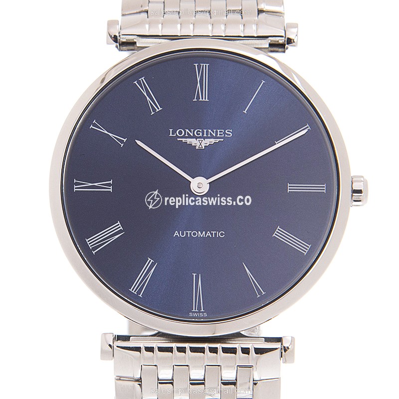 Longines LA GRANDE Replica - Automatic - Steel Case - Blue Dial on Silver Strap - Luxury Replica LA GRANDE Watch