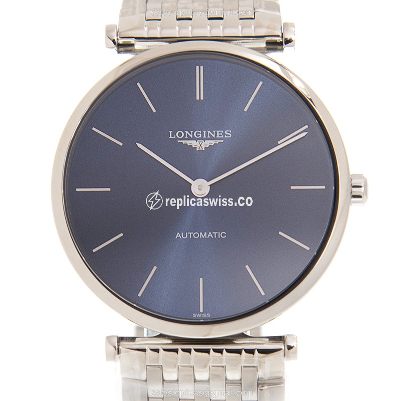 Longines LA GRANDE Replica - Automatic - Steel Case - Blue Dial - Silver Steel Strap