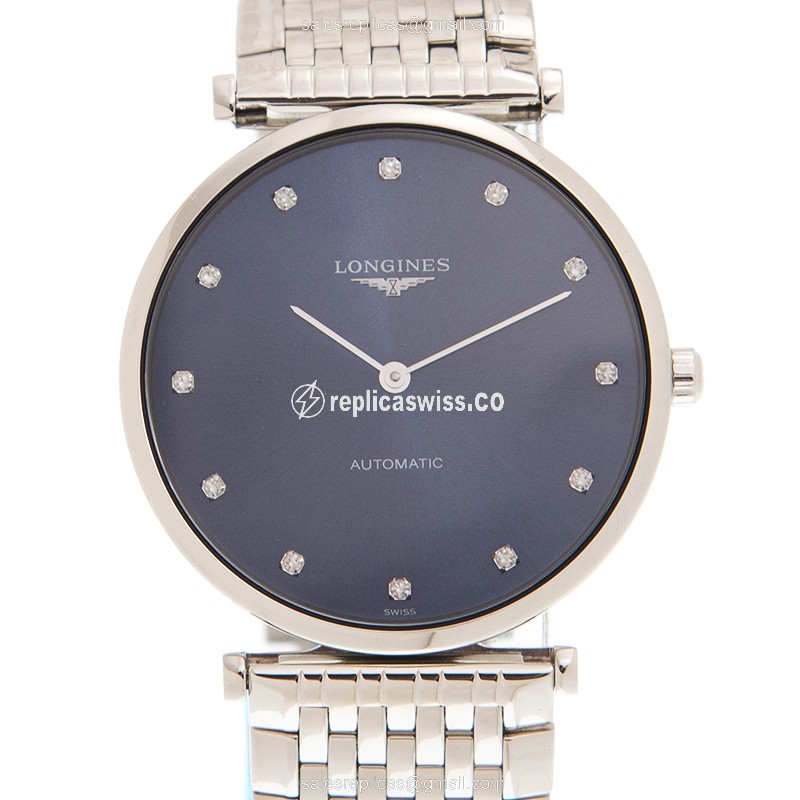 Longines L4.908.4.97.6 Replica - Automatic - Steel Case - Blue Dial, Silver Clasp