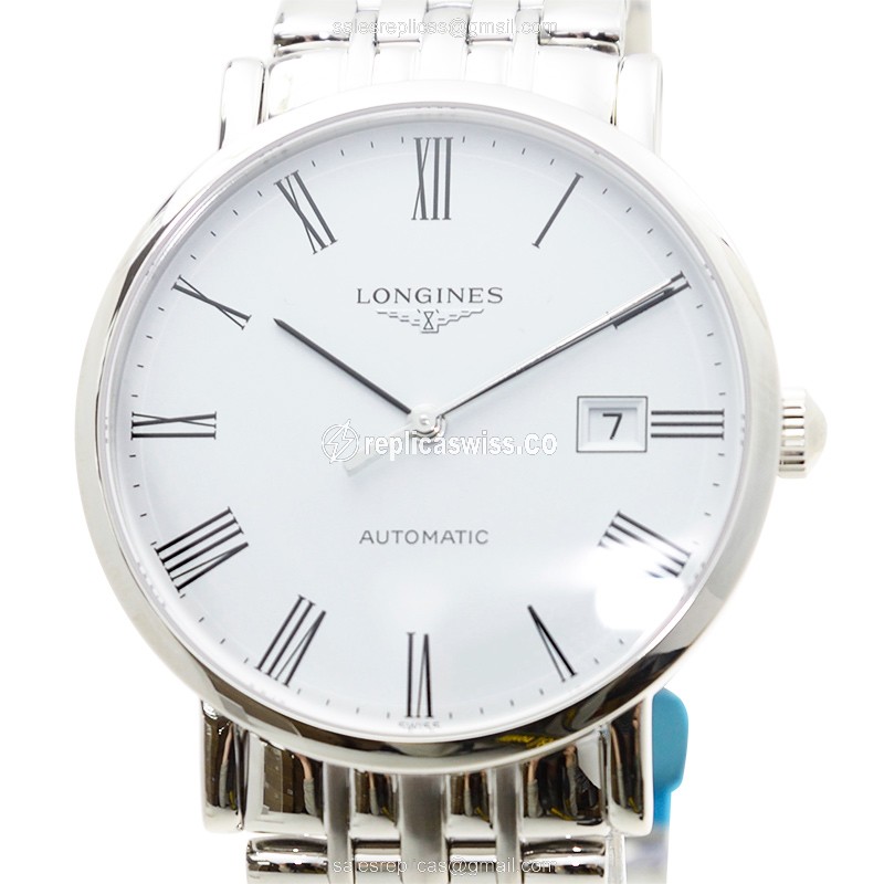 Longines L4.910.4.11.6 Replica - Automatic - Steel Case - White Dial, Silver Clasp - Luxury Replica ELEGANT Watch