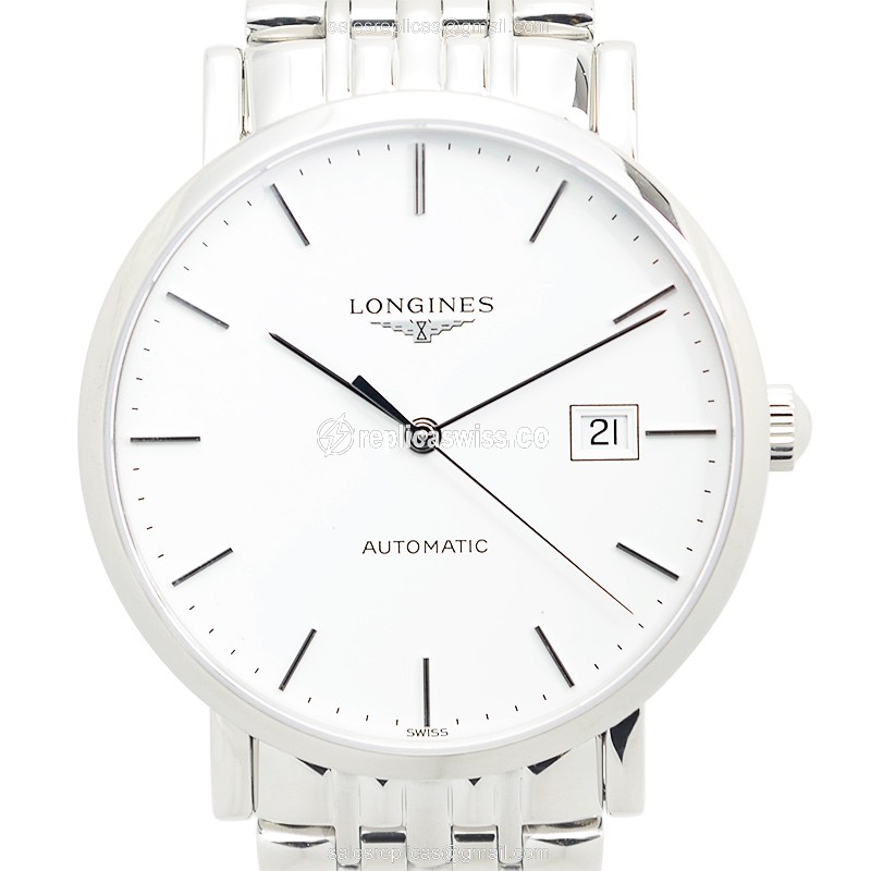 Longines L4.910.4.12.6 Replica - Automatic - Steel Case - White Dial, Silver Clasp - Luxury Replica ELEGANT Watch