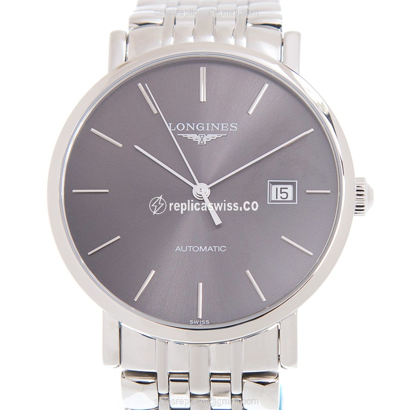 Longines L4.910.4.72.6 Replica - Automatic - Steel Case - Gray Dial on Silver Steel Strap
