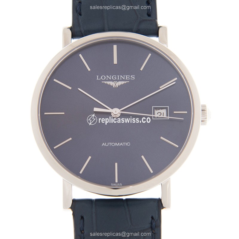 Longines L4.910.4.92.2 Replica - Automatic - Steel Case - Blue Dial, Leather Strap