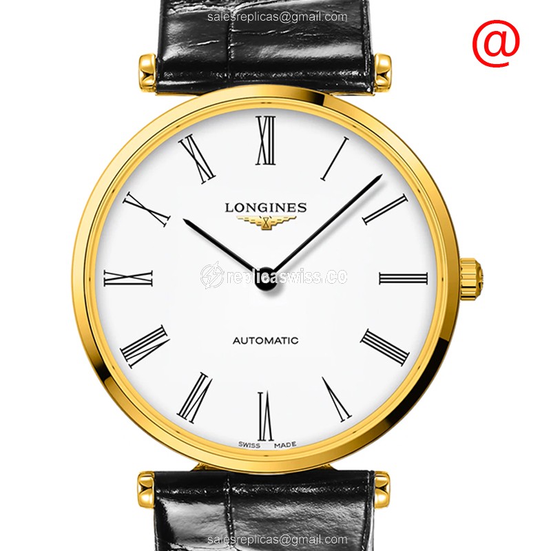 Longines LA GRANDE Replica - Automatic - 18kt Gold/Steel - White Dial - Black Alligator Buckle