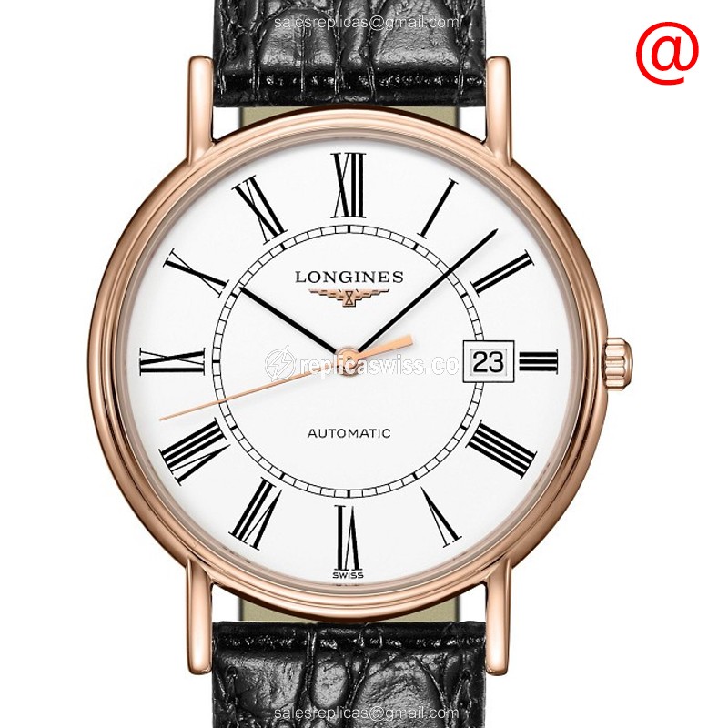 Longines Presence Replica - Automatic - Gold PVD - White Dial - Leather Strap - Luxury Replica PRESENCE Watch