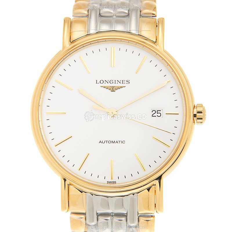 Longines Presence Replica - Gold-Plated - Automatic - White Dial on Gold Strap