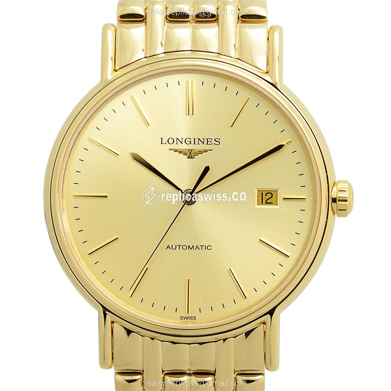 Longines Presence Replica - Gold Case, Automatic, Gold Dial & PVD Gold Strap