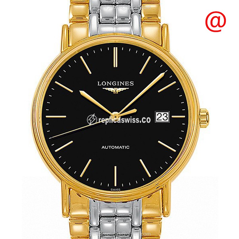 Longines Presence Replica - Automatic - Gold-Plated - Black Dial - Gold Strap