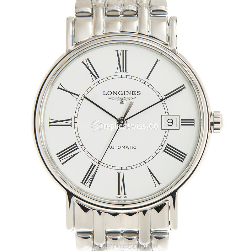 Longines Presence Replica - Automatic - Steel Case - White Dial, Silver Clasp - Luxury Replica PRESENCE Watch