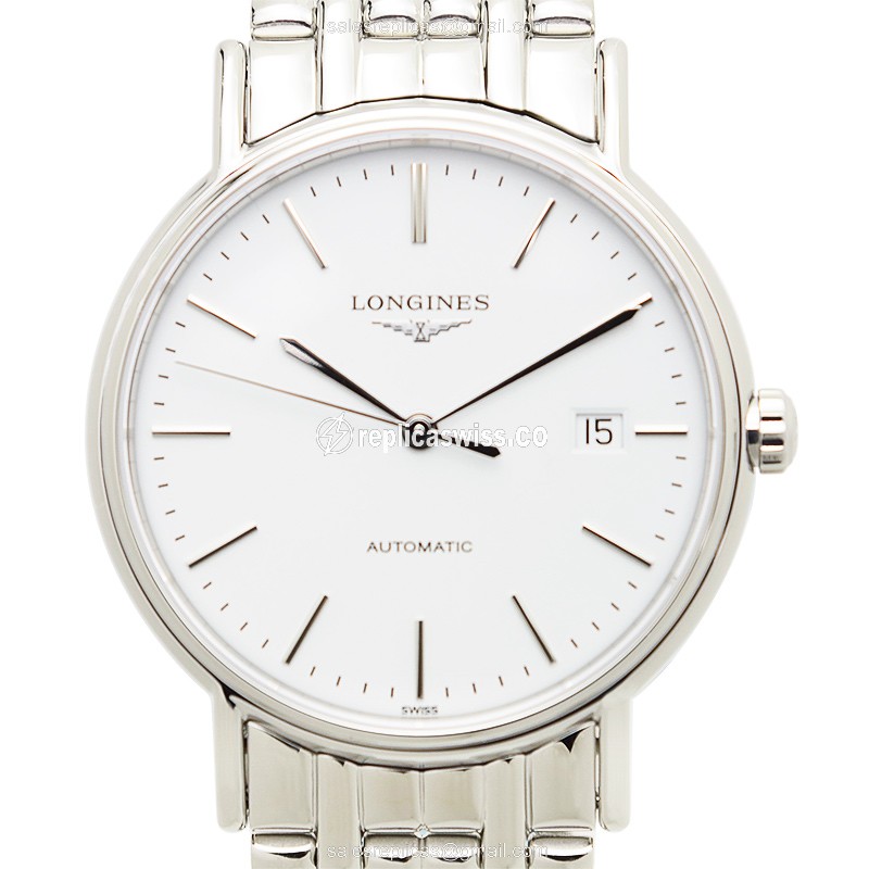 Longines Presence Replica - Automatic - Steel Case - White Dial on Silver Strap