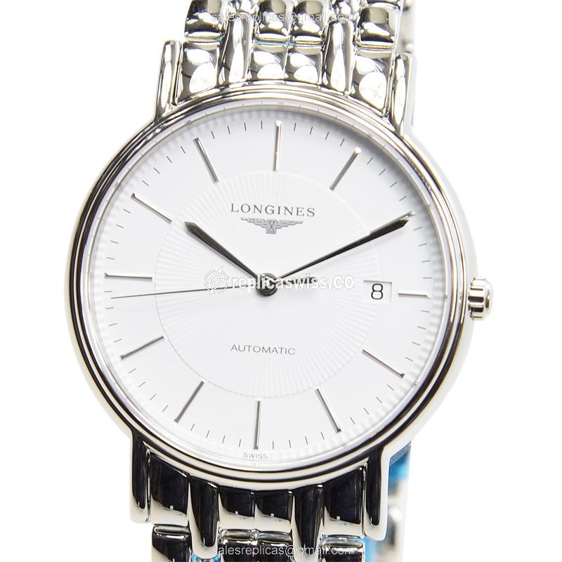 Longines Presence Replica - Automatic - Steel Case - White Dial - Silver Steel Strap - Luxury Replica PRESENCE Watch