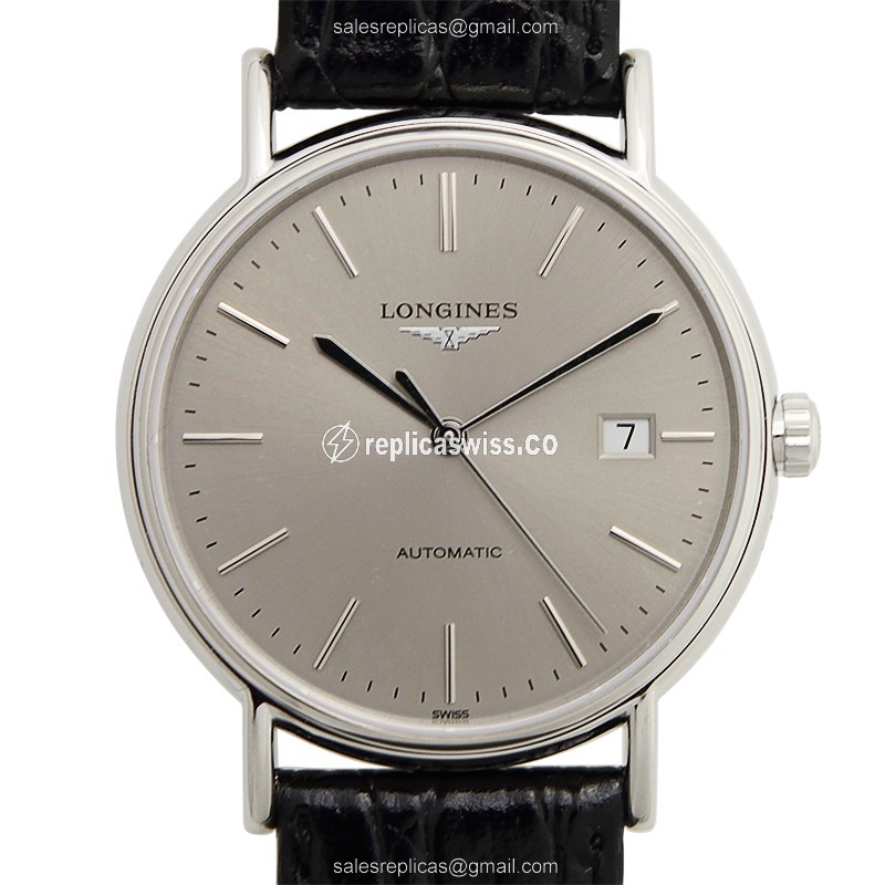 Longines Presence Replica - Automatic - Silver Steel - Black Alligator Buckle - Luxury Replica PRESENCE Watch