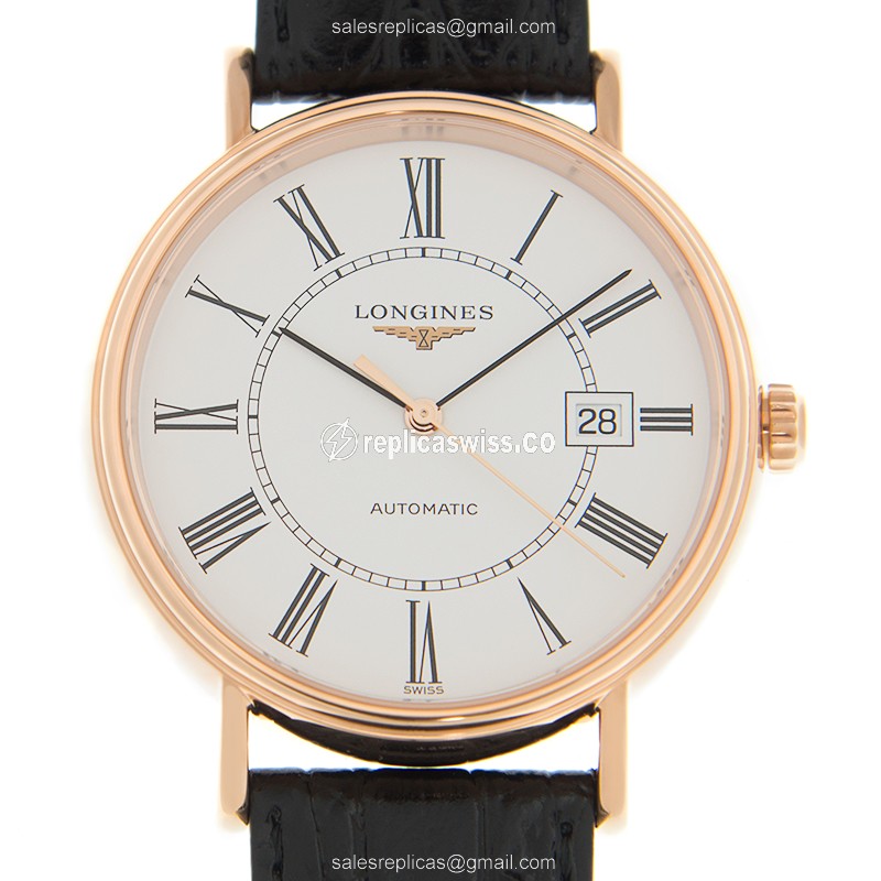 Longines Presence Replica - Automatic - 18kt Rose Gold Case - White Dial