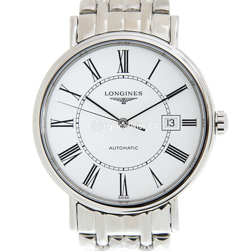 Longines Presence Replica - Automatic - Stainless Steel - White Dial - Silver Clasp