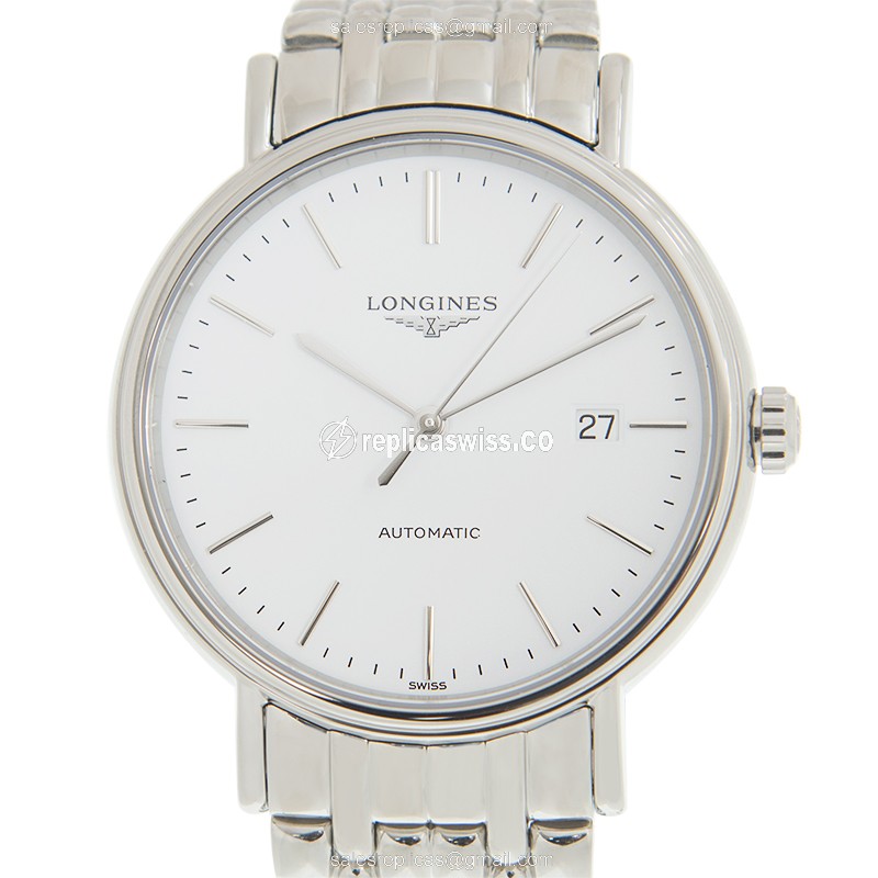 Longines Presence Replica - Automatic - Stainless Steel - White Dial - Silver Clasp