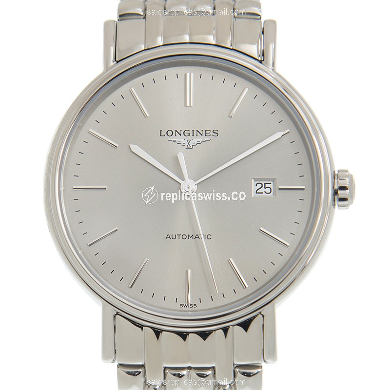 Longines Presence Replica - Automatic - Steel Case - Gray Dial, Silver Clasp - Luxury Replica PRESENCE Watch
