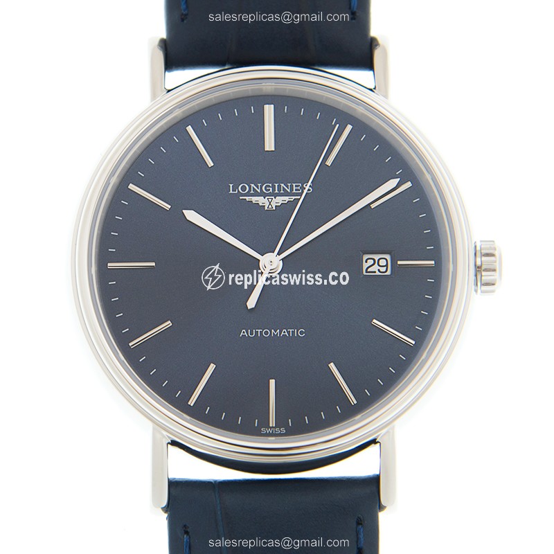 Longines Presence Replica - Automatic - Steel Case - Blue Dial, Leather Strap