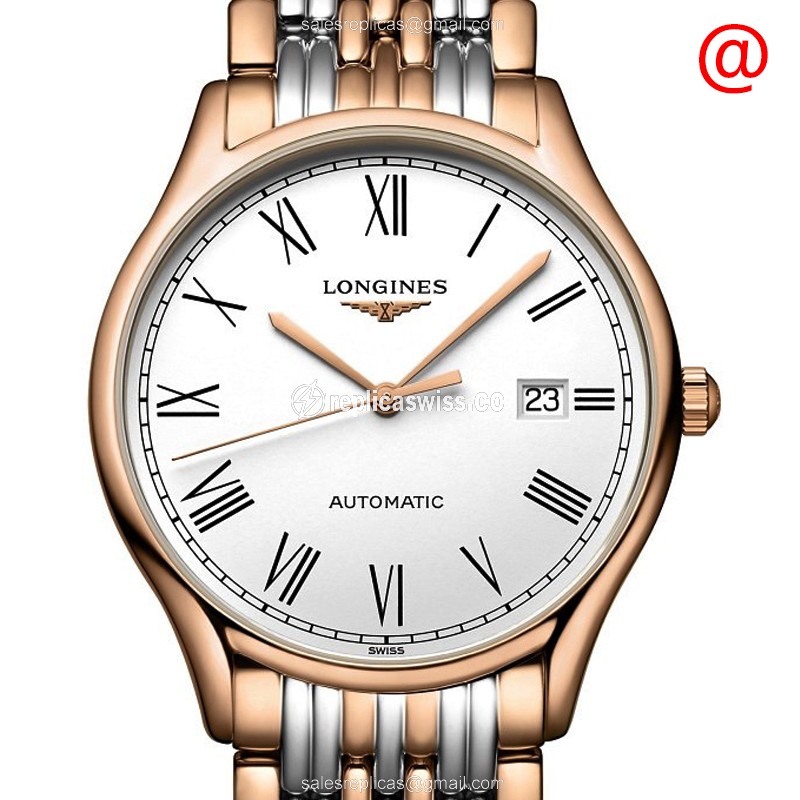 Longines Lyre Replica - Automatic - 18kt Rose Gold & Steel Case - White Dial - Gold Strap - Luxury Replica LONGINES LYRE Watch