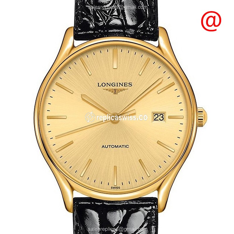 Longines Lyre Replica - Automatic - Gold PVD Case - Gold Dial - Leather Strap