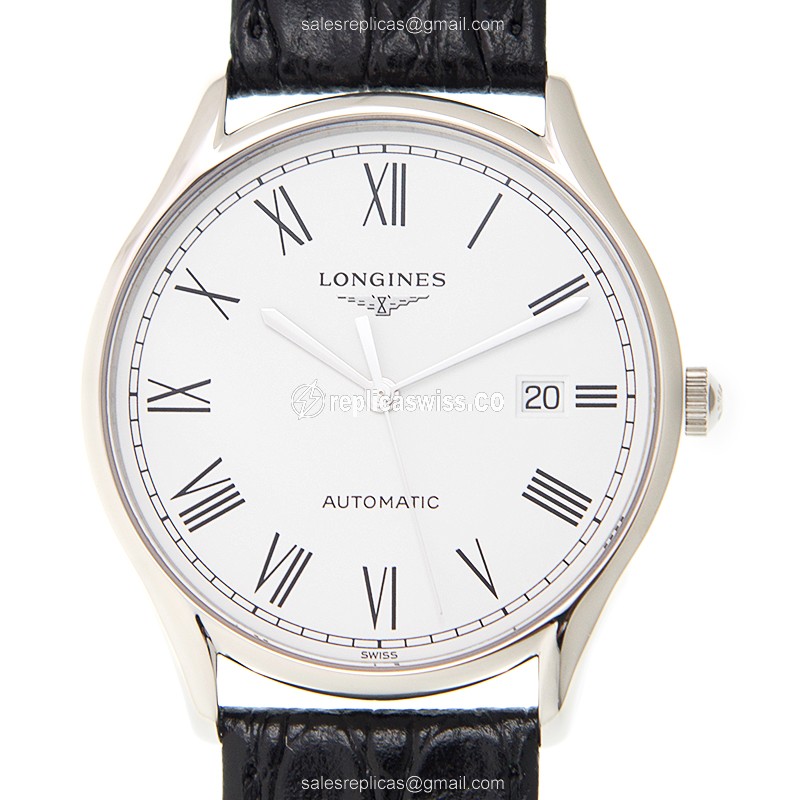 Longines Lyre Replica - Automatic - Stainless Steel - White Dial, Black Alligator Strap