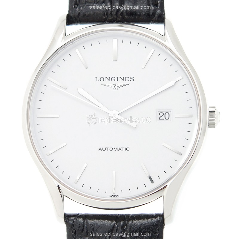 Longines Lyre Replica - Automatic - Steel Case - White Dial, Black Alligator Strap - Luxury Replica LONGINES LYRE Watch