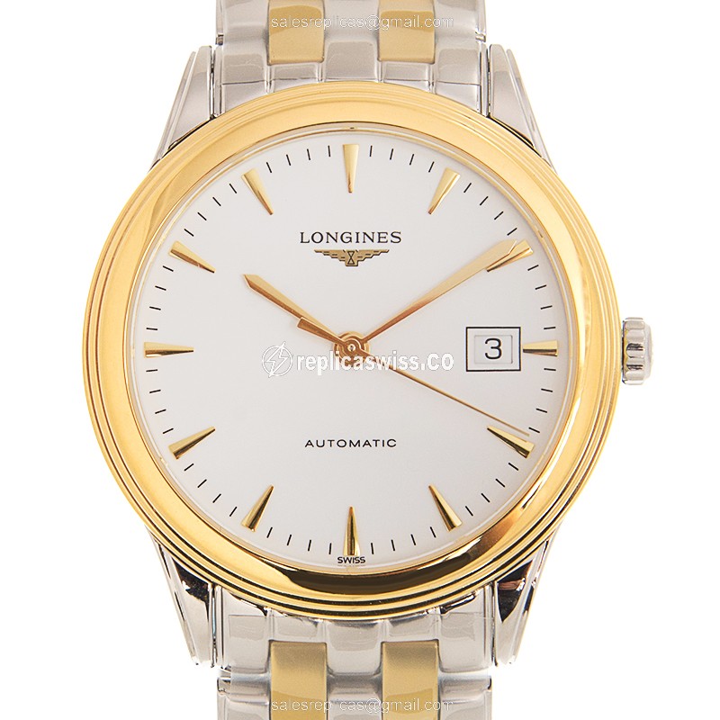 Longines L4.974.3.22.7 Flagship Replica - Automatic - Gold-Plated Case, White Dial