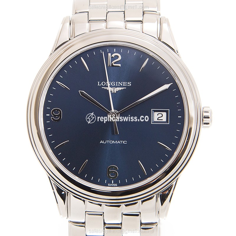 Longines Flagship Replica - Automatic - Stainless Steel Case, Blue Dial on Silver Strap