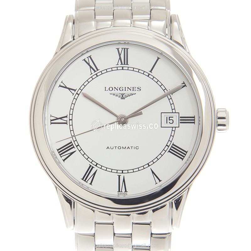 Longines L4.984.4.21.6 Flagship - Automatic - Steel Case - White Dial, Silver Clasp - Luxury Replica FLAGSHIP Watch