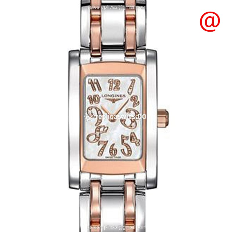 Longines Dolce Vita Replica - Quartz - 18kt Rose Gold Case - White Dial - Gold Steel Strap - Luxury Replica DOLCE VITA Watch