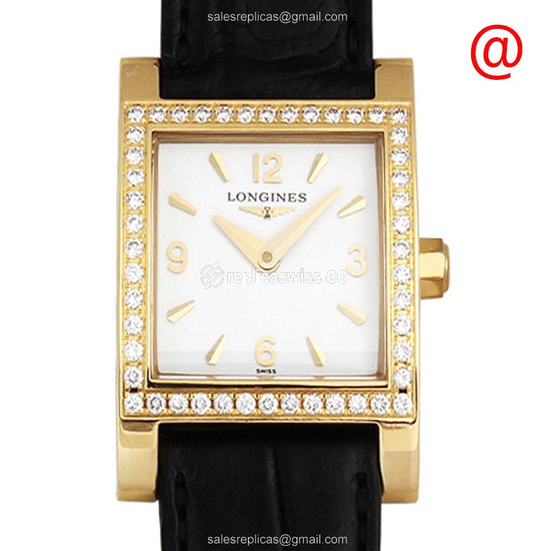 Longines Dolce Vita Replica - Quartz - Gold PVD - White Dial, Leather Strap - Luxury Replica DOLCE VITA Watch