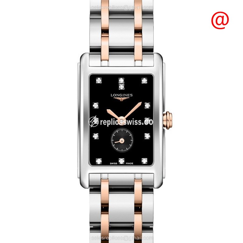 Longines Dolce Vita Replica - Quartz - Stainless Steel - Black Dial, Gold Clasp - Luxury Replica DOLCE VITA Watch