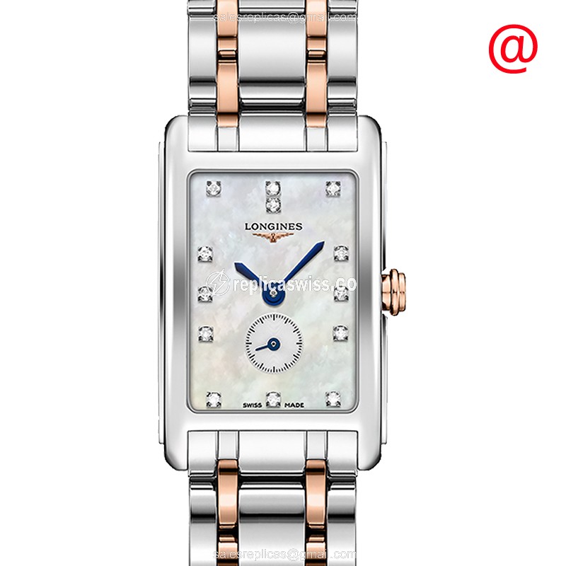 Longines Dolce Vita Replica - Quartz - Stainless Steel Case - White Dial on Gold 18kt Steel Strap - Luxury Replica DOLCE VITA Watch
