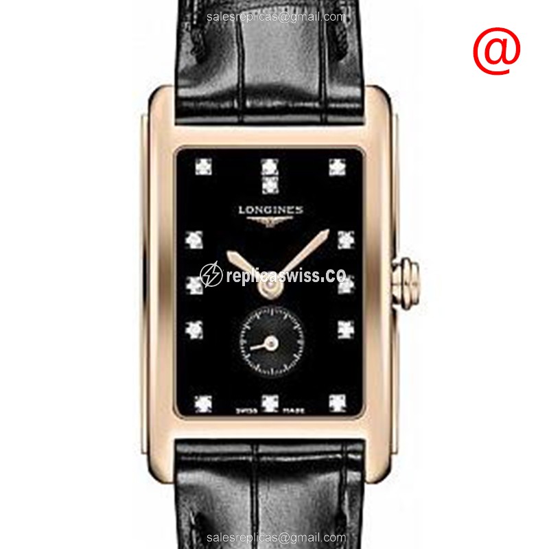 Rolex L5.255.8.57.0 Dolce Vita Replica - Quartz - 18kt Gold Case - Black Dial, Leather Strap - Luxury Replica DOLCE VITA Watch