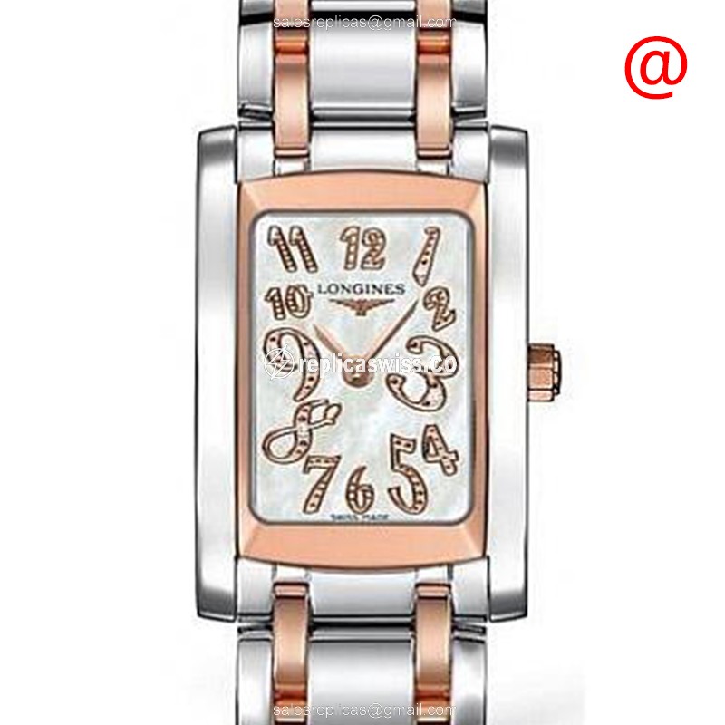 Longines Dolce Vita Replica - Quartz - 18kt Rose Gold & Steel - White Dial - Gold Strap - Luxury Replica DOLCE VITA Watch