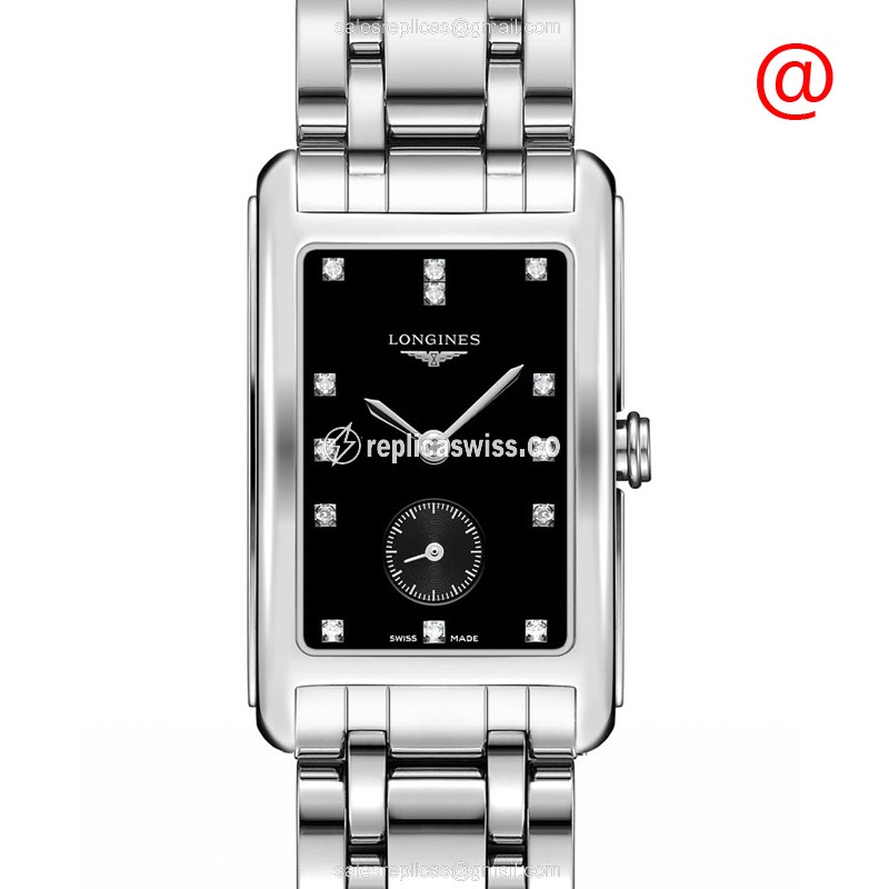 Longines Dolce Vita Replica - Quartz - Stainless Steel Case - Black Dial on Silver Strap - Luxury Replica DOLCE VITA Watch