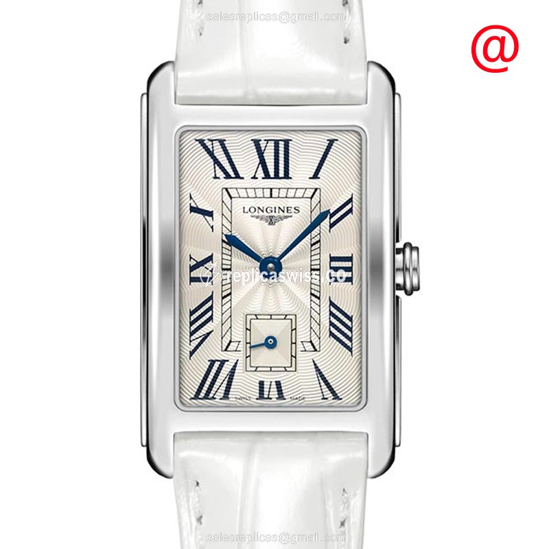 Longines Dolce Vita Replica - Quartz - Silver Dial - Steel Case - White Alligator Strap - Luxury Replica DOLCE VITA Watch