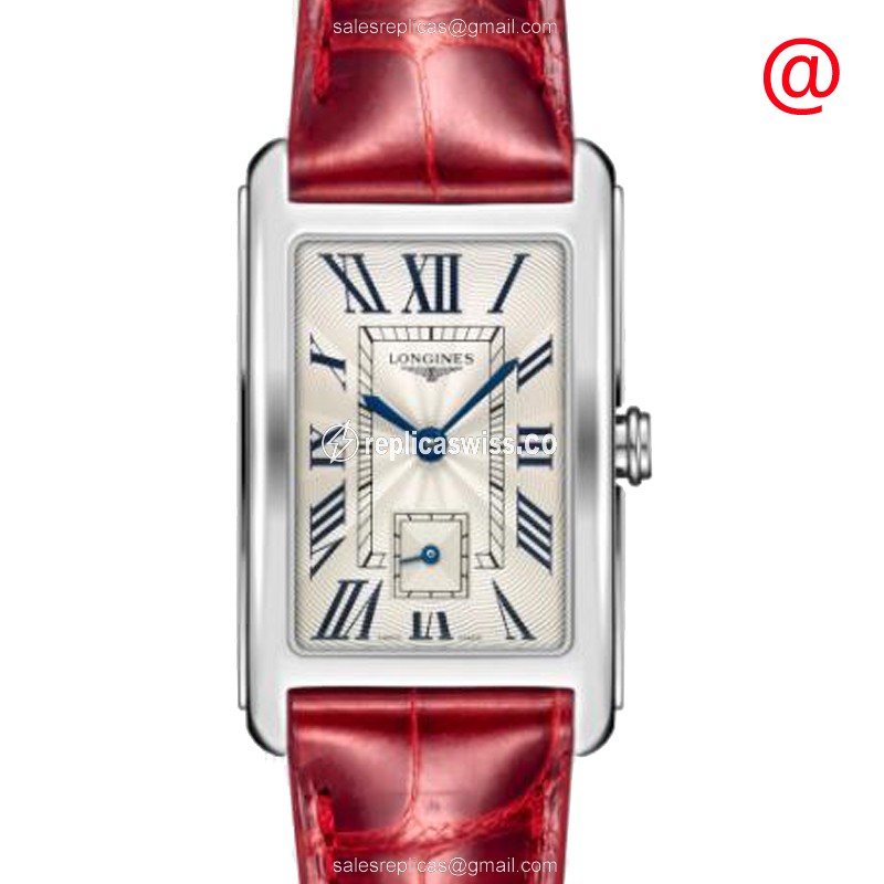 Longines Dolce Vita Replica - Quartz - Silver - Red Alligator Strap - Buckle Clasp - Luxury Replica DOLCE VITA Watch