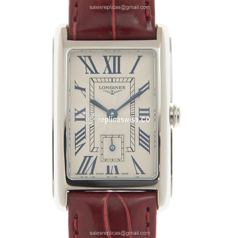 Longines Dolce Vita Quartz - Silver Dial - Stainless Steel Case, Red Leather Strap
