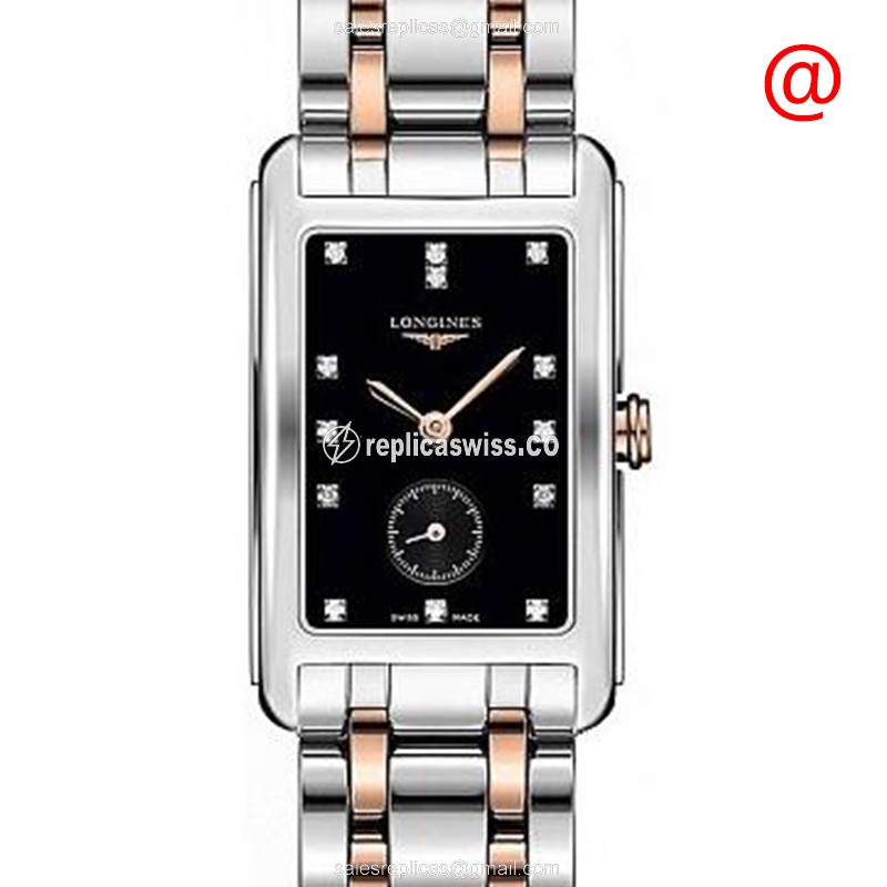 Longines Dolce Vita Replica - Quartz - Steel Case - Black Dial, Gold 18kt Strap - Luxury  Watch