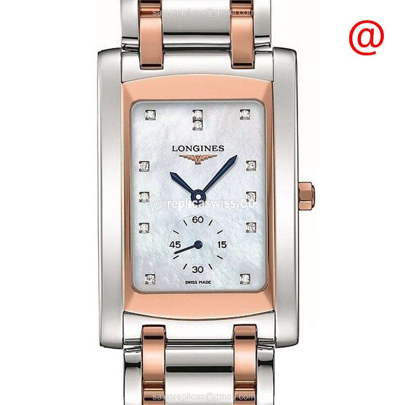 Longines L5.655.5.88.7 Replica - Quartz - 18kt Rose Gold & Steel Case - White Dial - Luxury Replica DOLCE VITA Watch