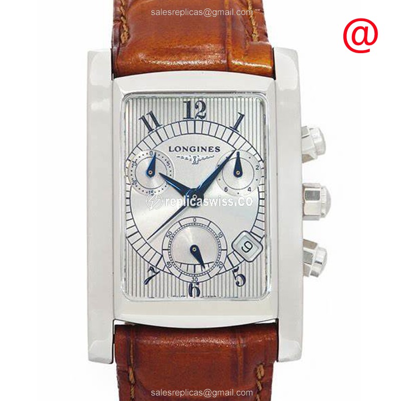 Longines Dolce Vita Quartz - Silver Dial - Steel Case - Brown Alligator - Buckle Clasp - Luxury Replica DOLCE VITA Watch