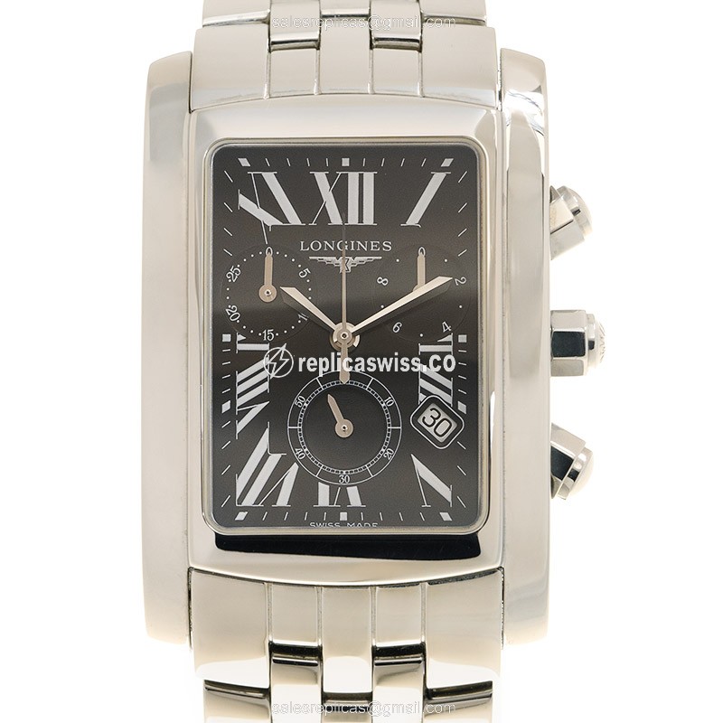 Longines Dolce Vita Replica - Quartz - Black Dial - Steel Case, Silver Strap - Luxury Replica DOLCE VITA Watch
