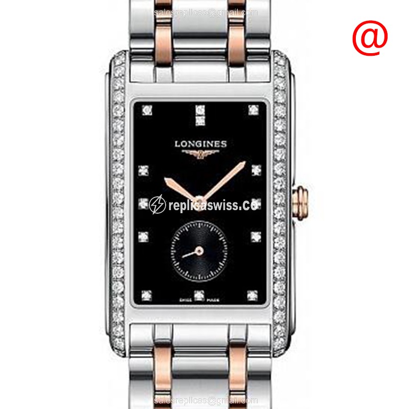 Longines DOLCE VITA Replica - Quartz - Diamond Case - Black Dial - Gold Clasp - Luxury Replica DOLCE VITA Watch