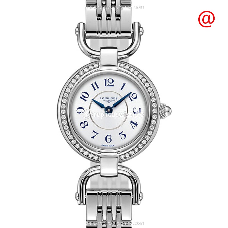 Longines Equestrian Quartz Replica - Diamond Dial - Silver - Steel Strap - Clasp - Luxury Replica EQUESTRIAN Watch