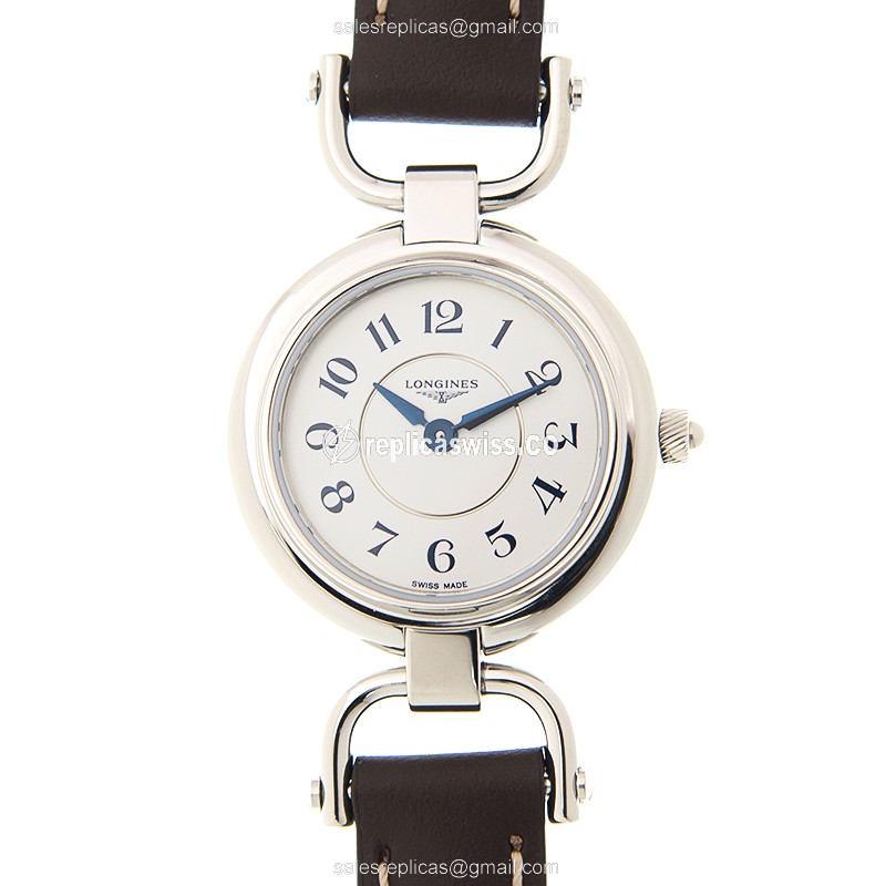 Longines EQUESTRIAN Replica - Quartz - Stainless Steel - White Dial, Brown Leather Strap